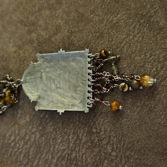 TRESKA Multi-chain Tiger Eye Ethnic Pendant Castlecore Choker Necklace - Picture 7 of 7